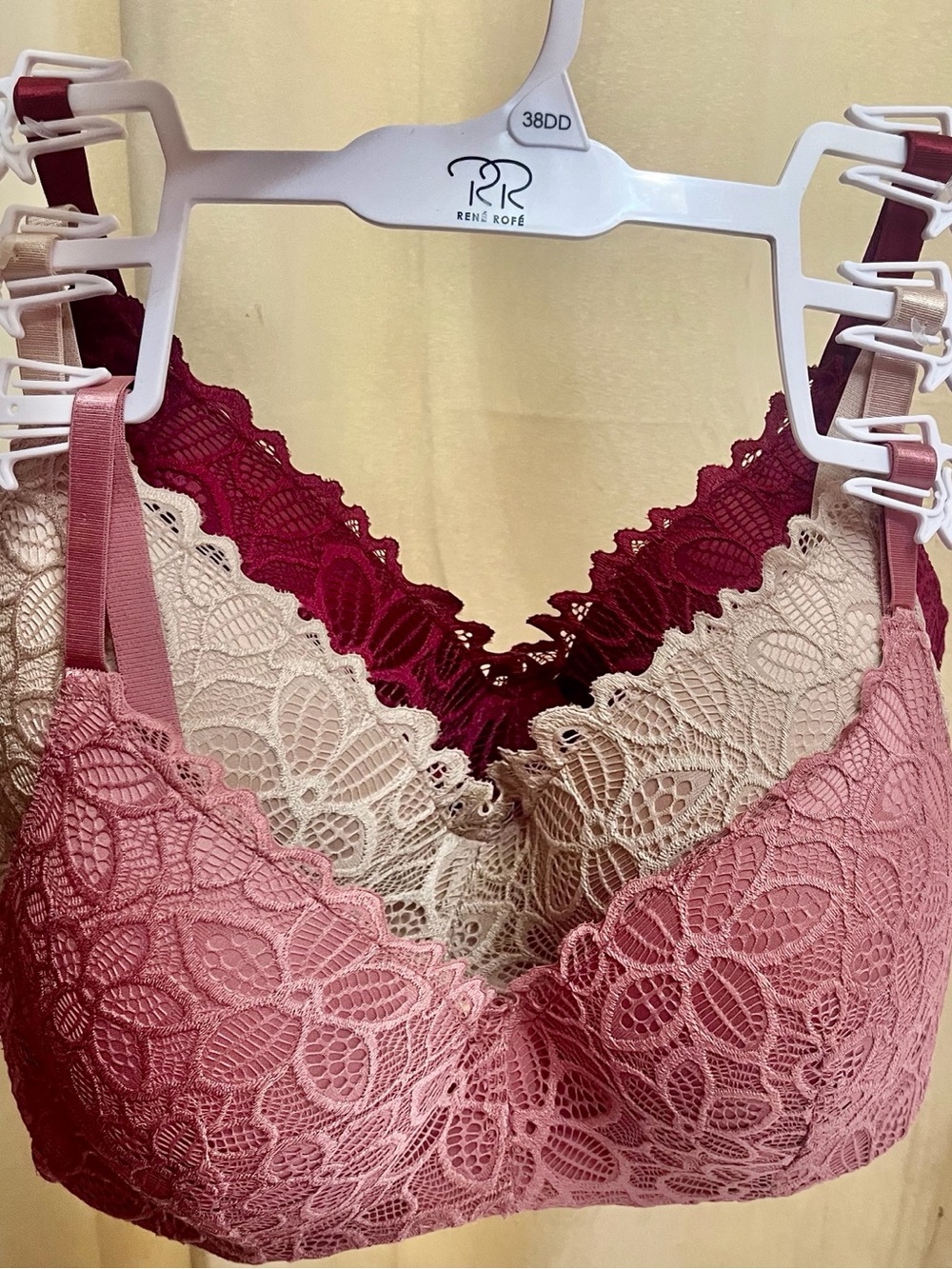 Lace Bralette - Pink, Cream, Burgundy